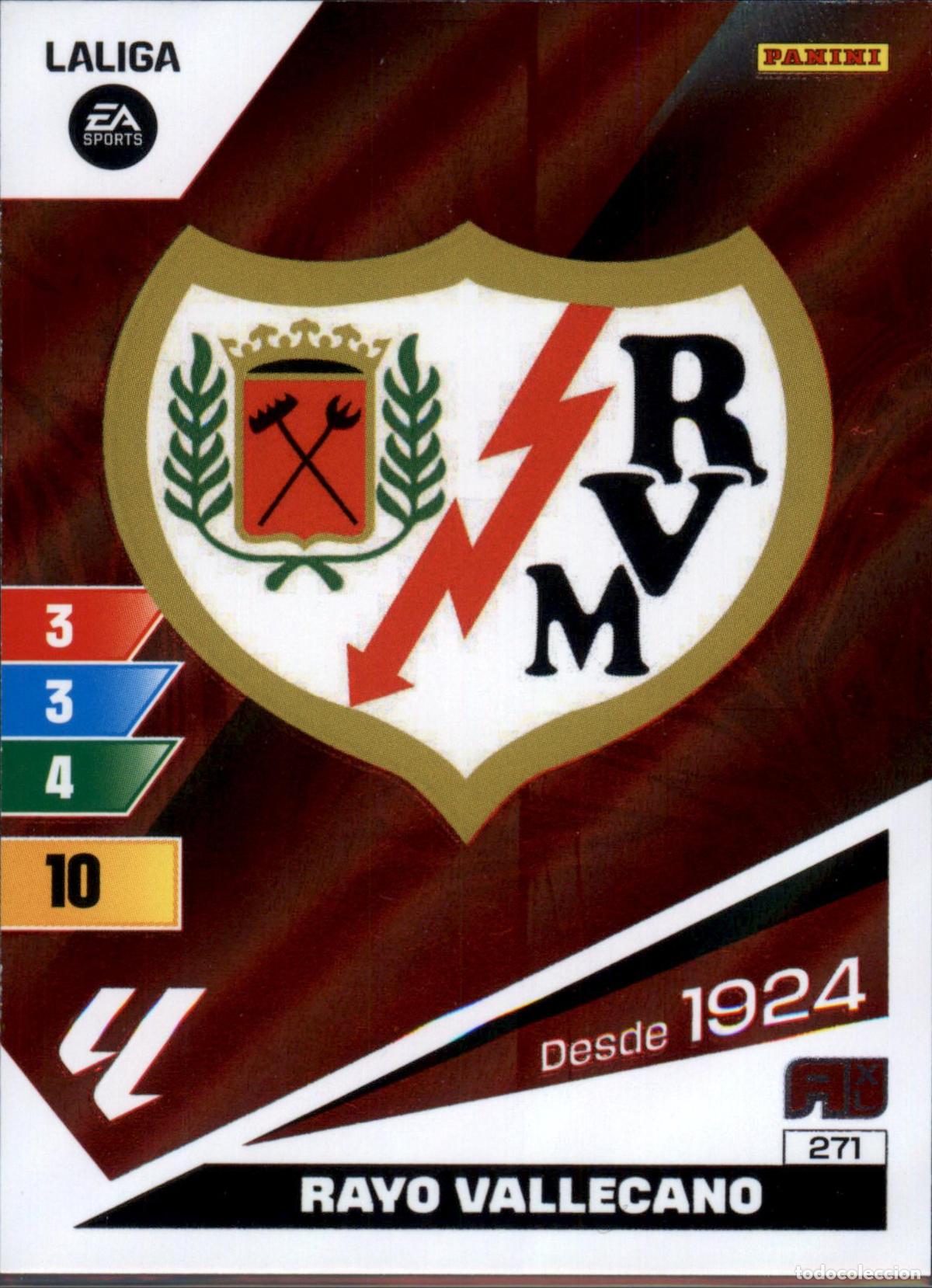 Football Stickers: Escudo Rayo Vallecano N&ordm; 271 LaLiga Santander Adrenalyn XL 2023 2024 Panini 24 25