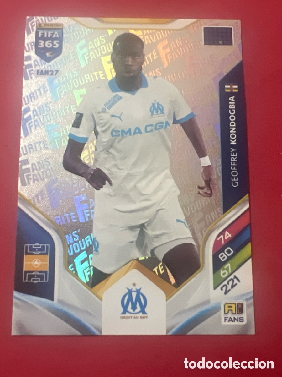Cromos de f&uacute;tbol: E1406. N&ordm; FAN27 Geoffrey Kondogbia Fans Favourite Olympique de Marsella Adrenalyn XL FIFA 365 2026