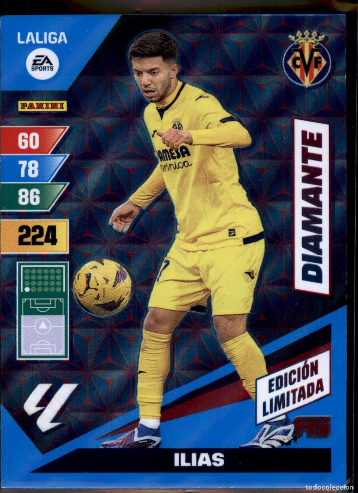 Cromos de f&uacute;tbol: Ilias Diamante Edici&oacute;n Limitada Villarreal CF LaLiga Santander Adrenalyn XL 2023 2024 Panini 24 25