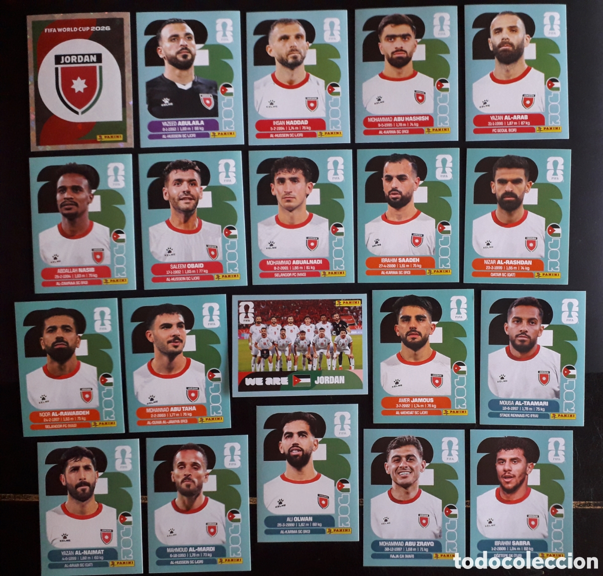 Football Stickers: 20 CROMOS JORDANIA, EQUIPO COMPLETO MUNDIAL F&Uacute;TBOL 2026 FIFA WORLD CUP PANINI SIN PEGAR