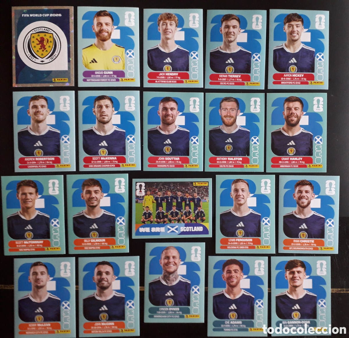 Figurine di Calcio: 20 CROMOS ESCOCIA, EQUIPO COMPLETO MUNDIAL F&Uacute;TBOL 2026 FIFA WORLD CUP PANINI SIN PEGAR