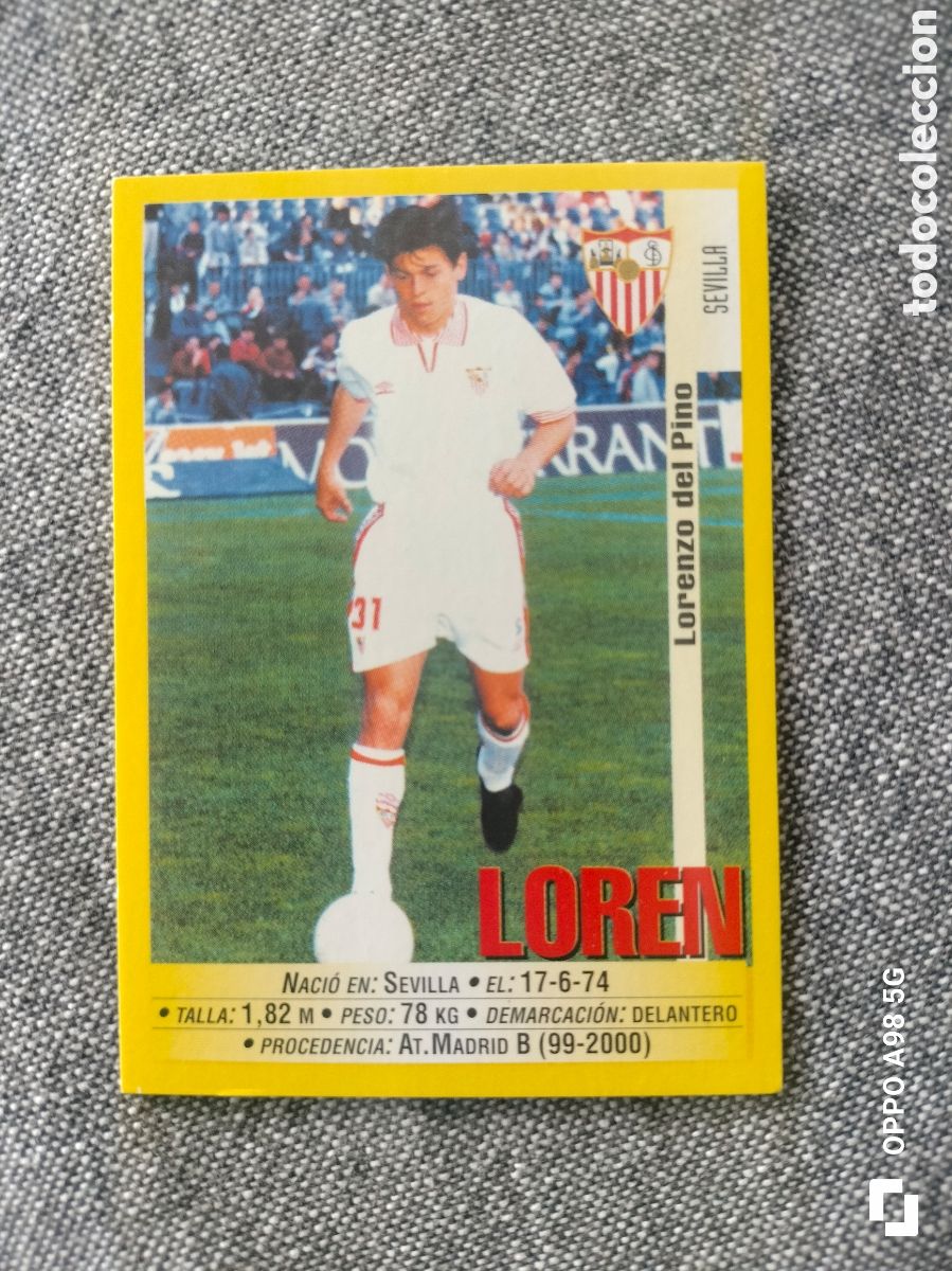 Cromos de f&uacute;tbol: Cromo 378a 378 a versi&oacute;n dif&iacute;cil Loren Sevilla Panini liga temporada 99 00 1999 2000