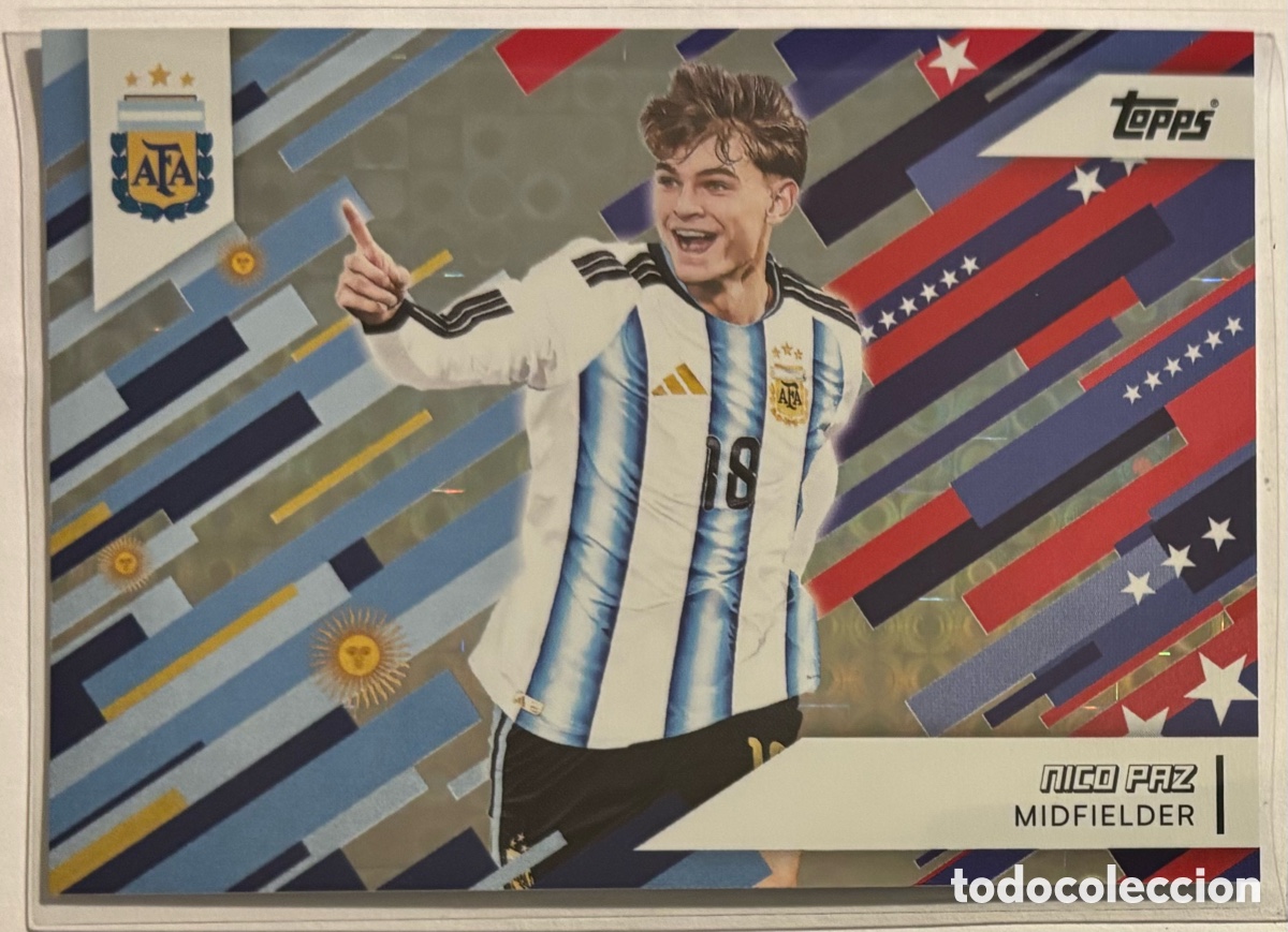 Cromos de f&uacute;tbol: NICO PAZ (ARGENTINA). CARTA HALO PARALLEL TOPPS AFA ARGENTINA TEAM SET 2026. #38.