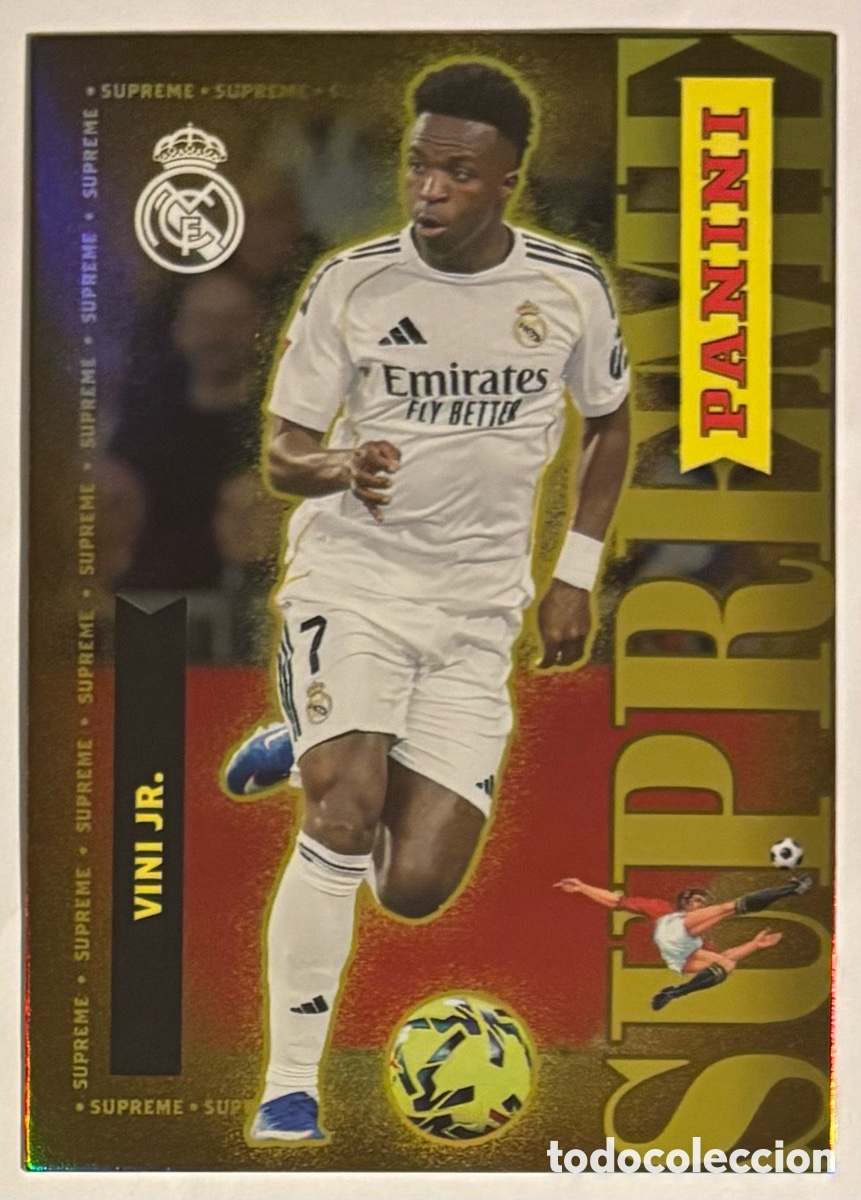 Cromos de f&uacute;tbol: VINICIUS JR. (REAL MADRID). CARTA SUPREME COLECCI&Oacute;N REAL MADRID PANINI CLUB 2025/26.