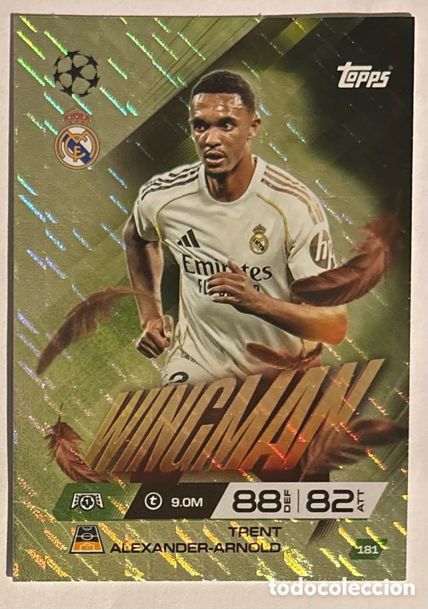 Cromos de f&uacute;tbol: TRENT ALEXANDER ARNOLD (REAL MADRID). CARTA WINGMAN TOPPS MATCH ATTAX 2025/26.
