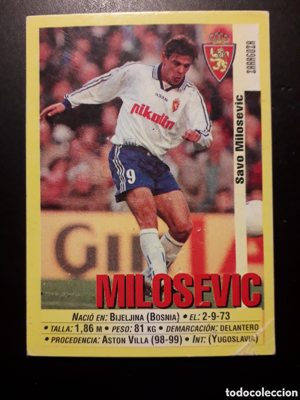 Cromos de f&uacute;tbol: MILOSEVIC ZARAGOZA PANINI LIGA 1999-2000 99 00 N&deg; 169 SIN PEGAR, ARRUGA INFERIOR PEDIDO M&Iacute;NIMO 3&euro;