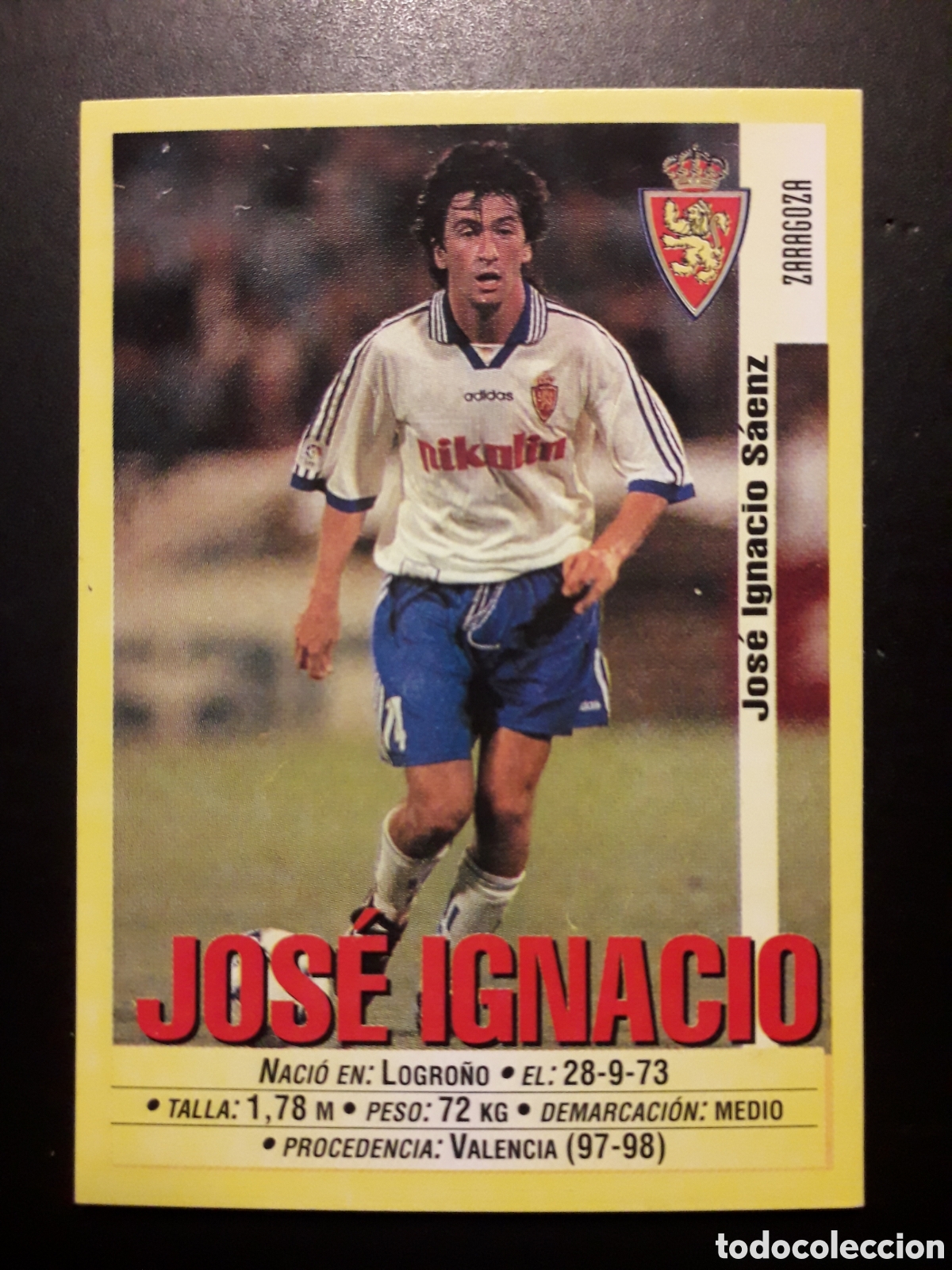 Cromos de f&uacute;tbol: JOS&Eacute; IGNACIO ZARAGOZA PANINI LIGA 1999-2000 99 00 N&deg; 161 SIN PEGAR. PEDIDO M&Iacute;NIMO 3&euro;