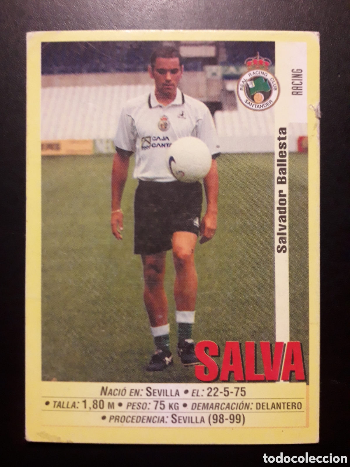 Cromos de f&uacute;tbol: SALVA RACING SANTANDER PANINI LIGA 1999-2000 99 00 N&deg; 282 SIN PEGAR, ALG&Uacute;N DEFECTO PEDIDO M&Iacute;NIMO 3&euro;