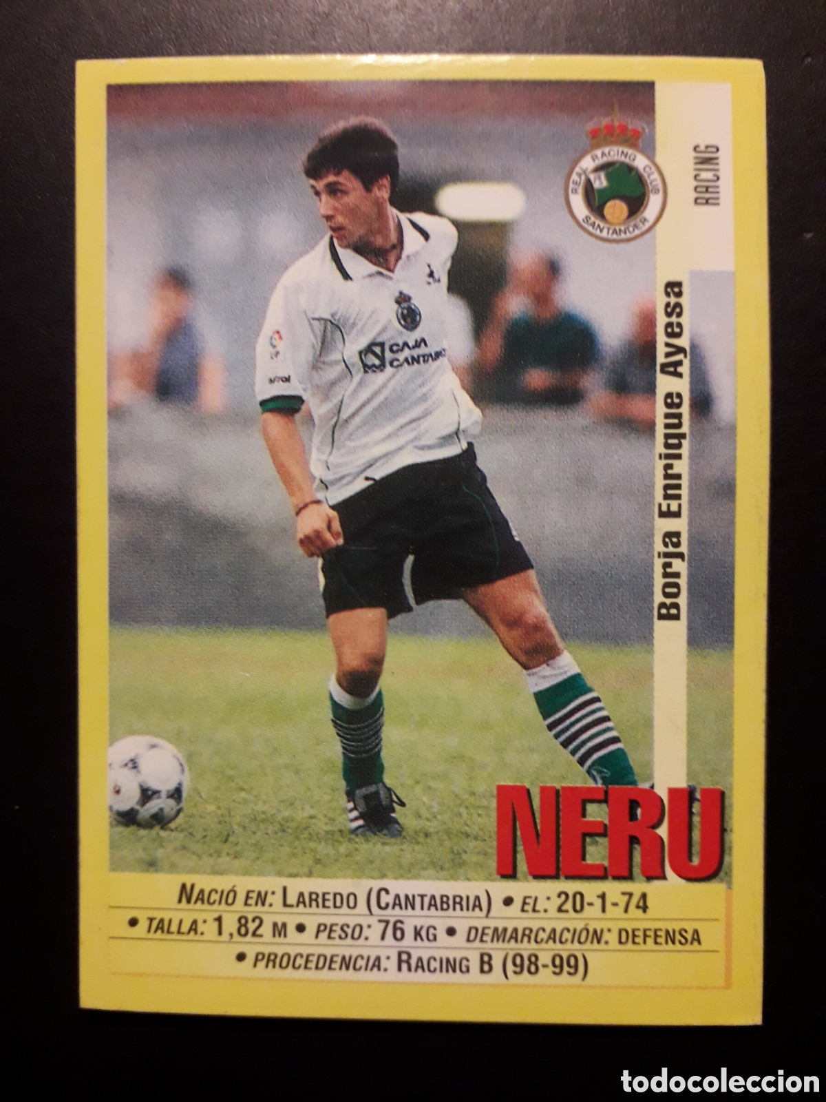 Cromos de f&uacute;tbol: NERU RACING DE SANTANDER PANINI LIGA 1999-2000 99 00 N&deg; 274 SIN PEGAR. PEDIDO M&Iacute;NIMO 3&euro;