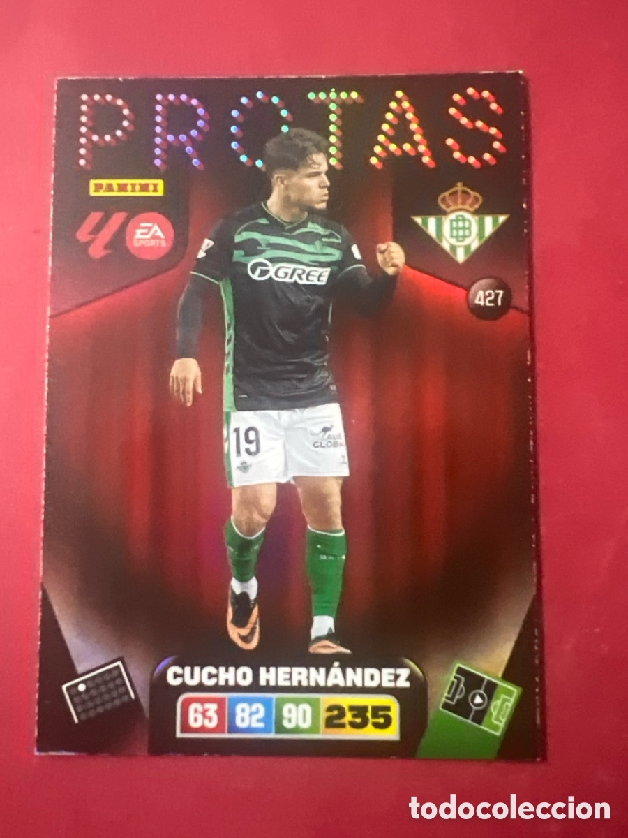 Cromos de f&uacute;tbol: C9156. Cucho Hern&aacute;ndez Protas n&uacute;mero 427 del Betis cromo adrenalyn XL 25-26 2025-2026