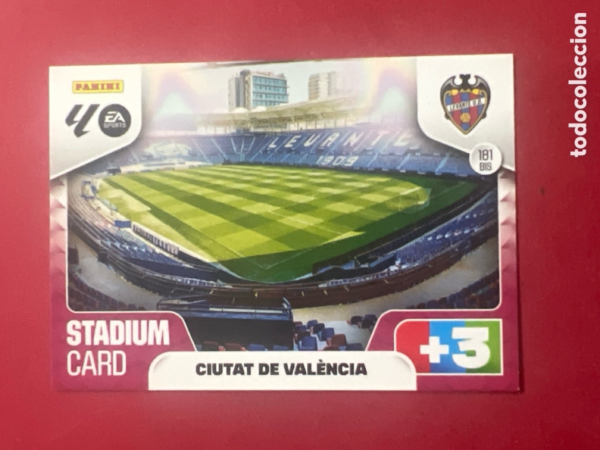 Fu&szlig;ball-Sticker: C9185. Stadium Card del Levante n&uacute;mero 181 Bis cromo adrenalyn XL 25-26 2025-2026