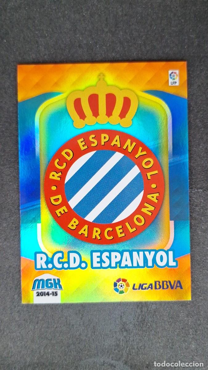 Cromos de f&uacute;tbol: L1 ESCUDO R. C. D. ESPA&Ntilde;OL 163 PANINI MEGACRACKS 2014 2015 14 15