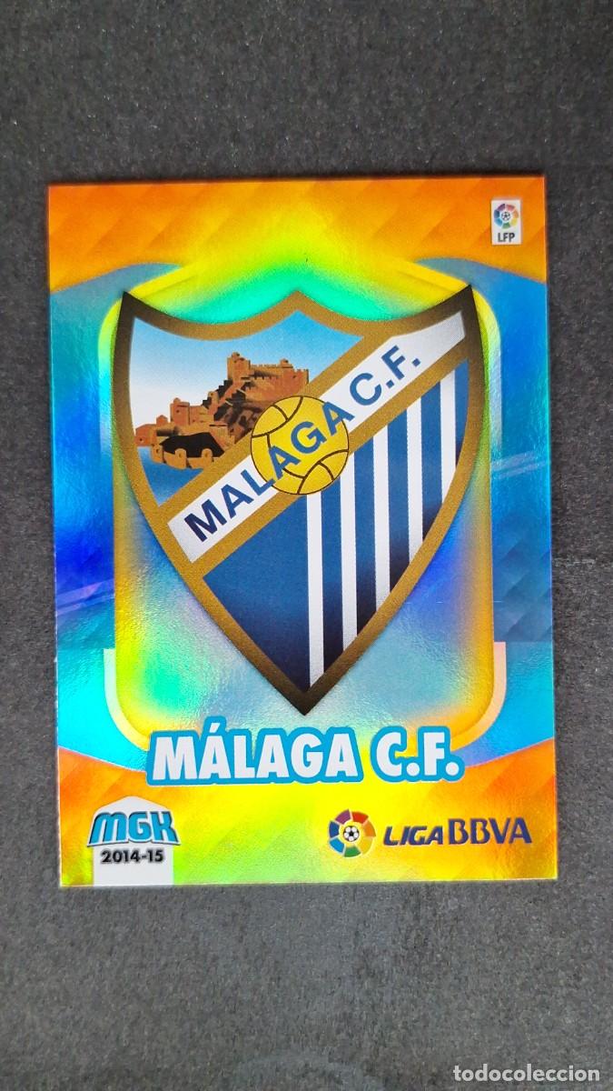 Cromos de f&uacute;tbol: L1 ESCUDO MALAGA C. F. 253 PANINI MEGACRACKS 2014 2015 14 15