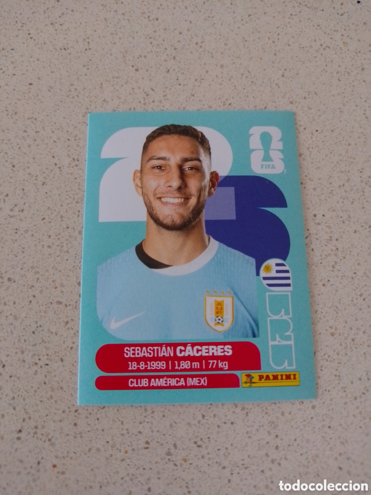 Cromos de f&uacute;tbol: CROMO NUMERO 6 CACERES URUGUAY. MUNDIAL 2026. PANINI.