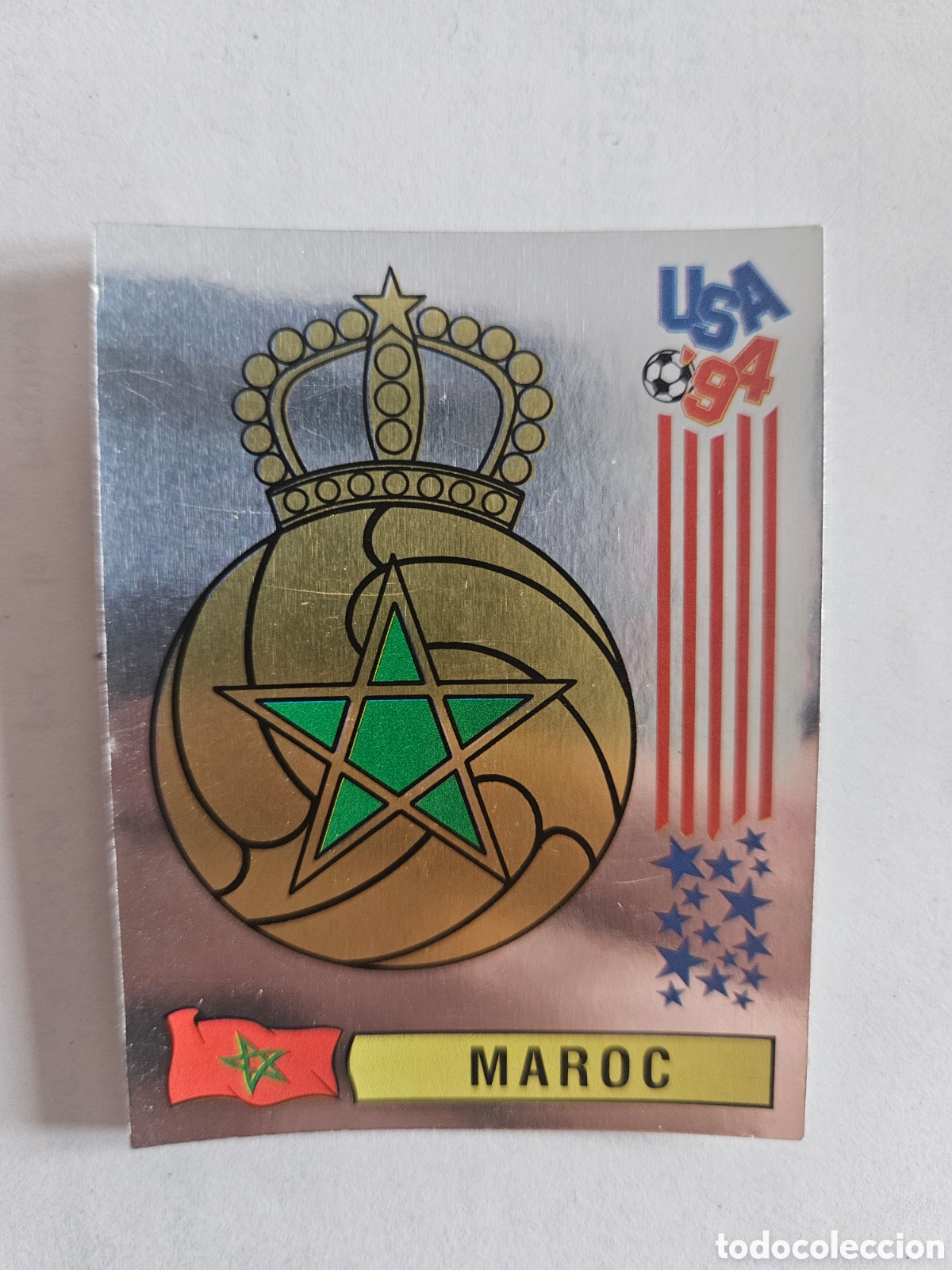 Cromos de f&uacute;tbol: N&deg;401 Escudo Maroc (Marruecos) Mundial USA 94 PANINI. Nunca pegado