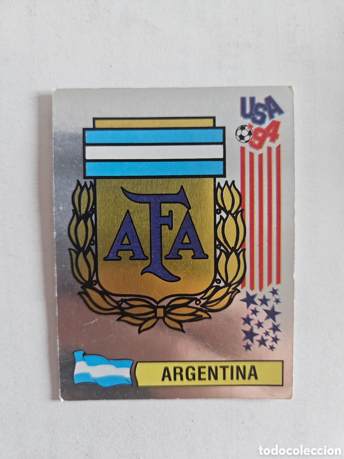 Cromos de f&uacute;tbol: ESCUDO SELECCION ARGENTINA 249 MUNDIAL USA 1994 94 PANINI NUNCA PEGADO SIN PEGAR