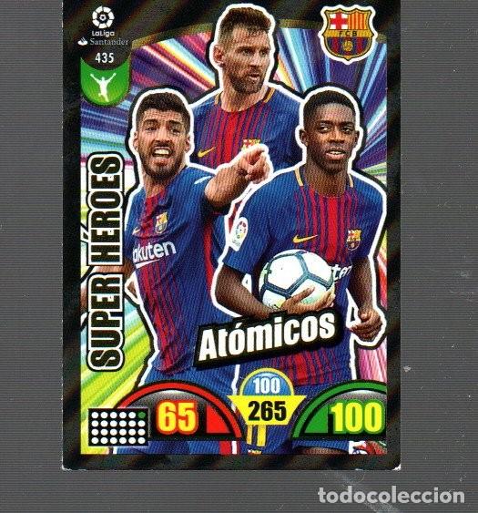 Fu&szlig;ball-Sticker: CROMO DE XL ADRENALYN PANINI DEL A&Ntilde;O 2017 - 18 DELANTERO DEL BARCELONA SUPER H&Eacute;ROES AT&Oacute;MICOS N&ordm; 435