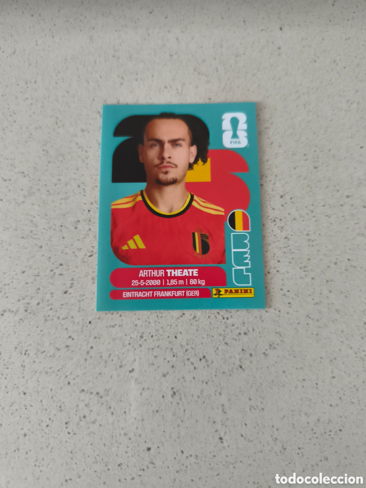Cromos de f&uacute;tbol: CROMO N&Uacute;MERO 3 THEATE B&Eacute;LGICA. MUNDIAL 2026. PANINI.