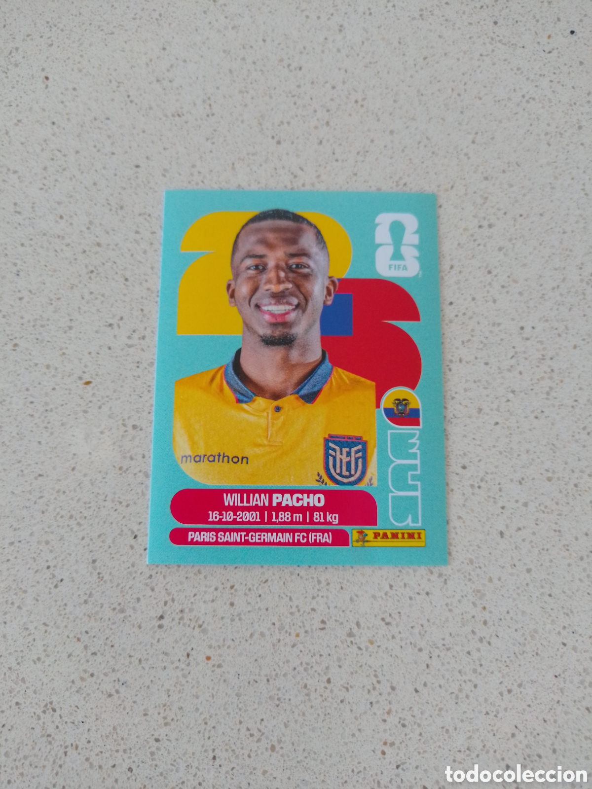 Cromos de f&uacute;tbol: CROMO NUMERO 6 PACHO ECUADOR. MUNDIAL 2026. PANINI.