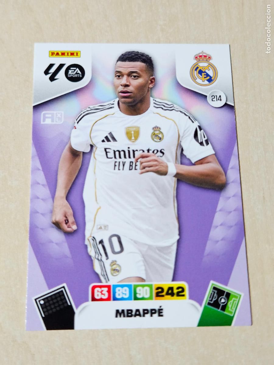 Cromos de f&uacute;tbol: FICHA N&ordm; 214 MBAPPE - ADRENALYN 25 26 - PANINI 2025 - 26 - CROMO - REAL MADRID