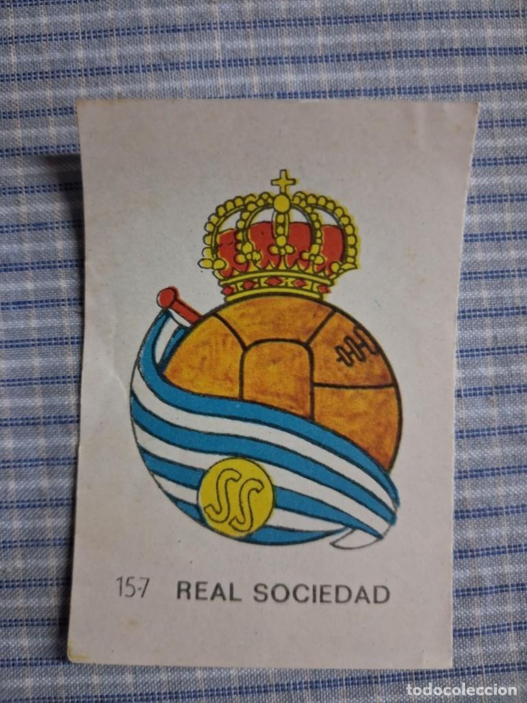 Cromos de f&uacute;tbol: Cromo de F&uacute;tbol Frutos secos Churruca Temporada 1967/1968. Escudo de la Real Sociedad. N&ordm; 157.
