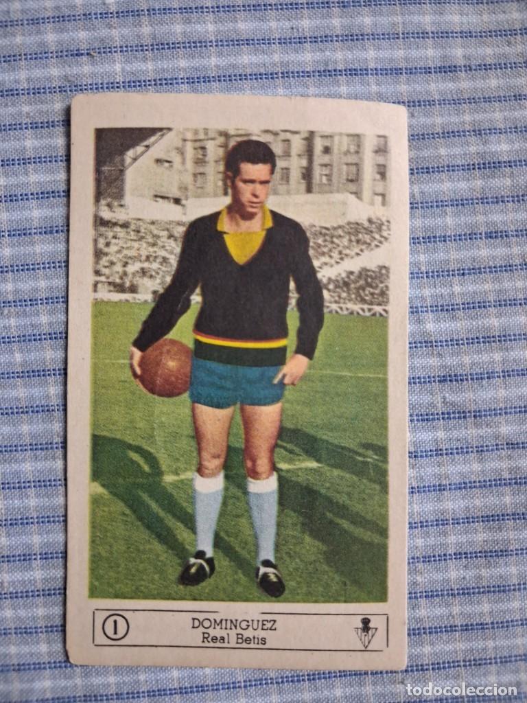Fu&szlig;ball-Sticker: Cromo Liga 1959 1960. Dom&iacute;nguez. Real Betis. N&ordm; 1. Editorial Ferca. Sin uso. Ver imagen.