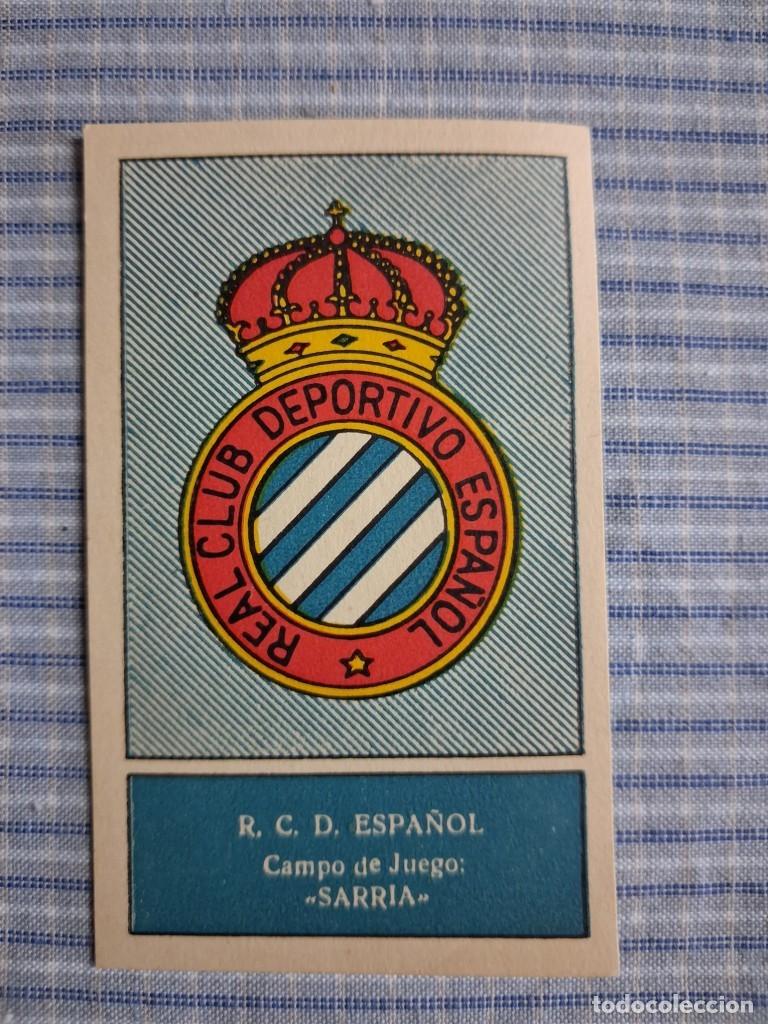 Cromos de f&uacute;tbol: Cromo Liga 1959 1960. Escudo R.C.D. Espa&ntilde;ol. Editorial Ferca. Sin uso. Ver imagen