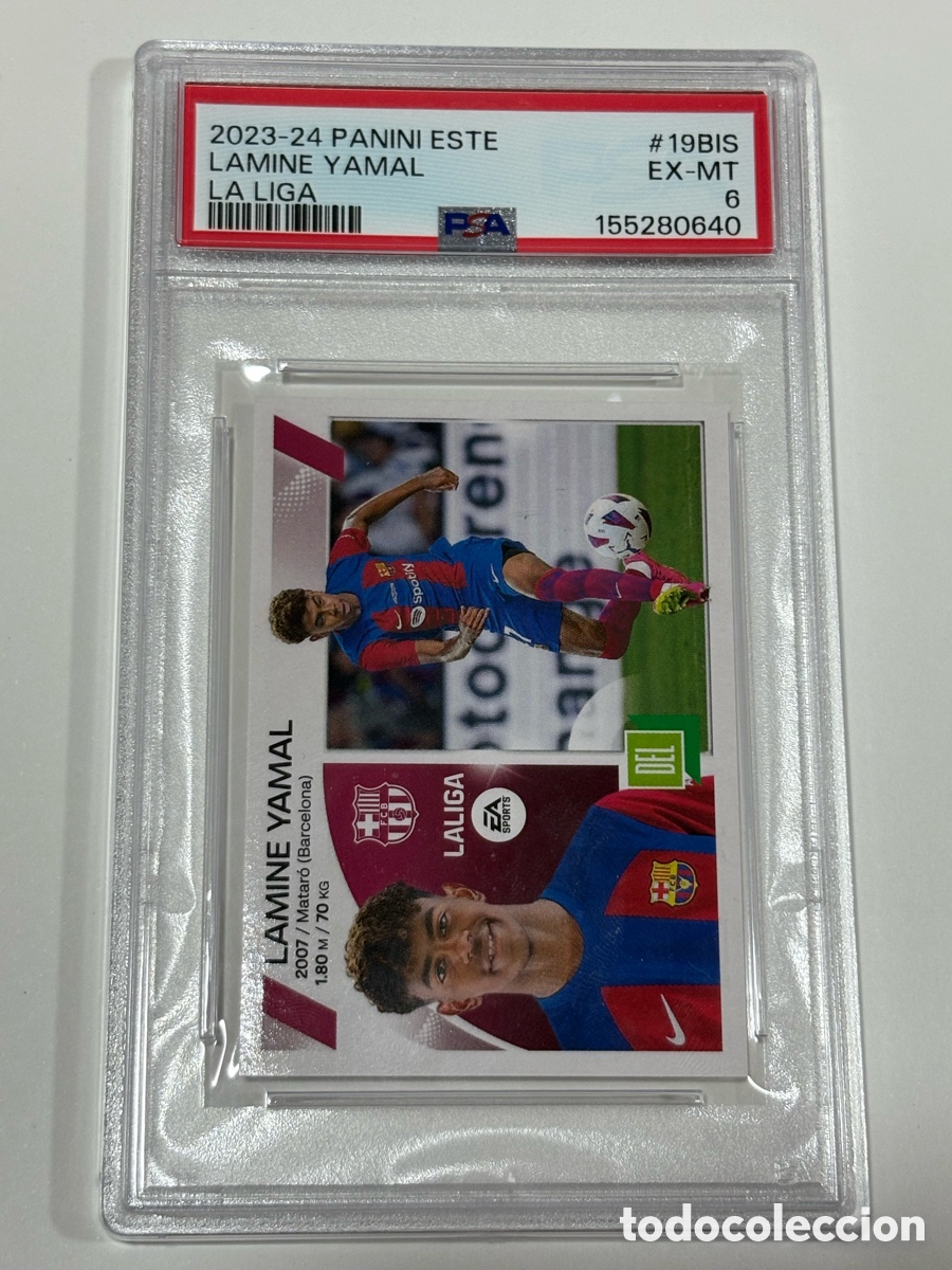 Cromos de f&uacute;tbol: Lamine Yamal #19BIS PSA 6 COLOCA Liga Este 23 24 Rookie Panini Este 2023-24