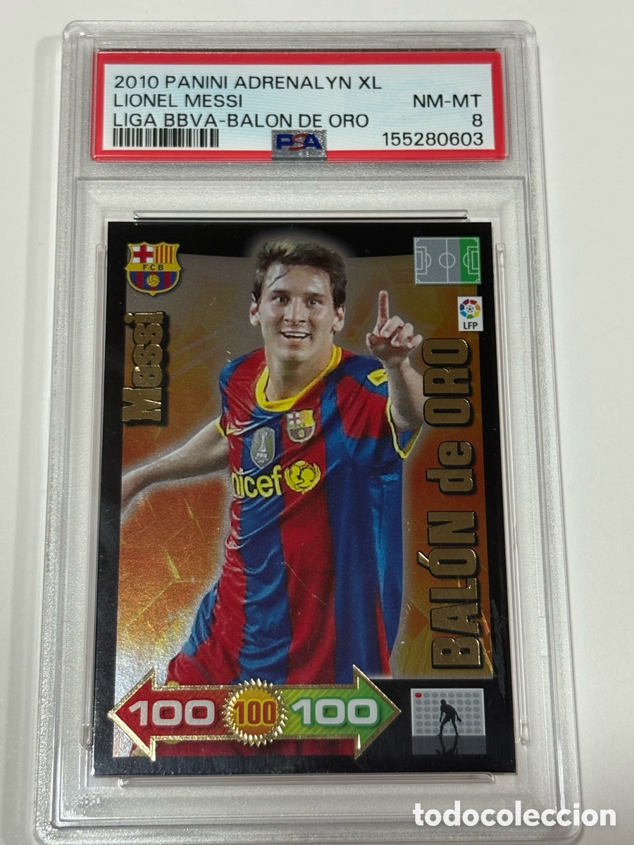 Cromos de f&uacute;tbol: PSA 8 2010 POP 9 PANINI ADRENALYN LIGA BBVA LIONEL MESSI BALON DE ORO 2010-11