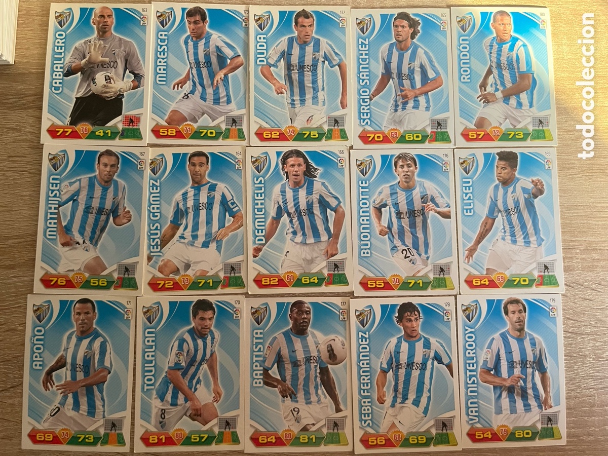 Cromos de f&uacute;tbol: M&Aacute;LAGA ADRENALYN 2011 2012 11 12 LOTE B&Aacute;SICO