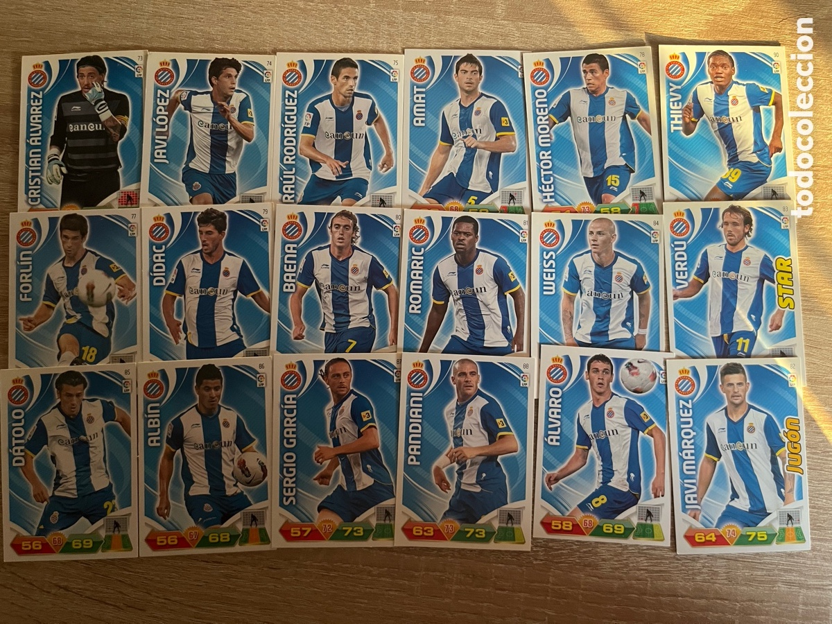Cromos de f&uacute;tbol: ESPANYOL ESPA&Ntilde;OL ADRENALYN 2011 2012 11 12 LOTE B&Aacute;SICO COMPLETO