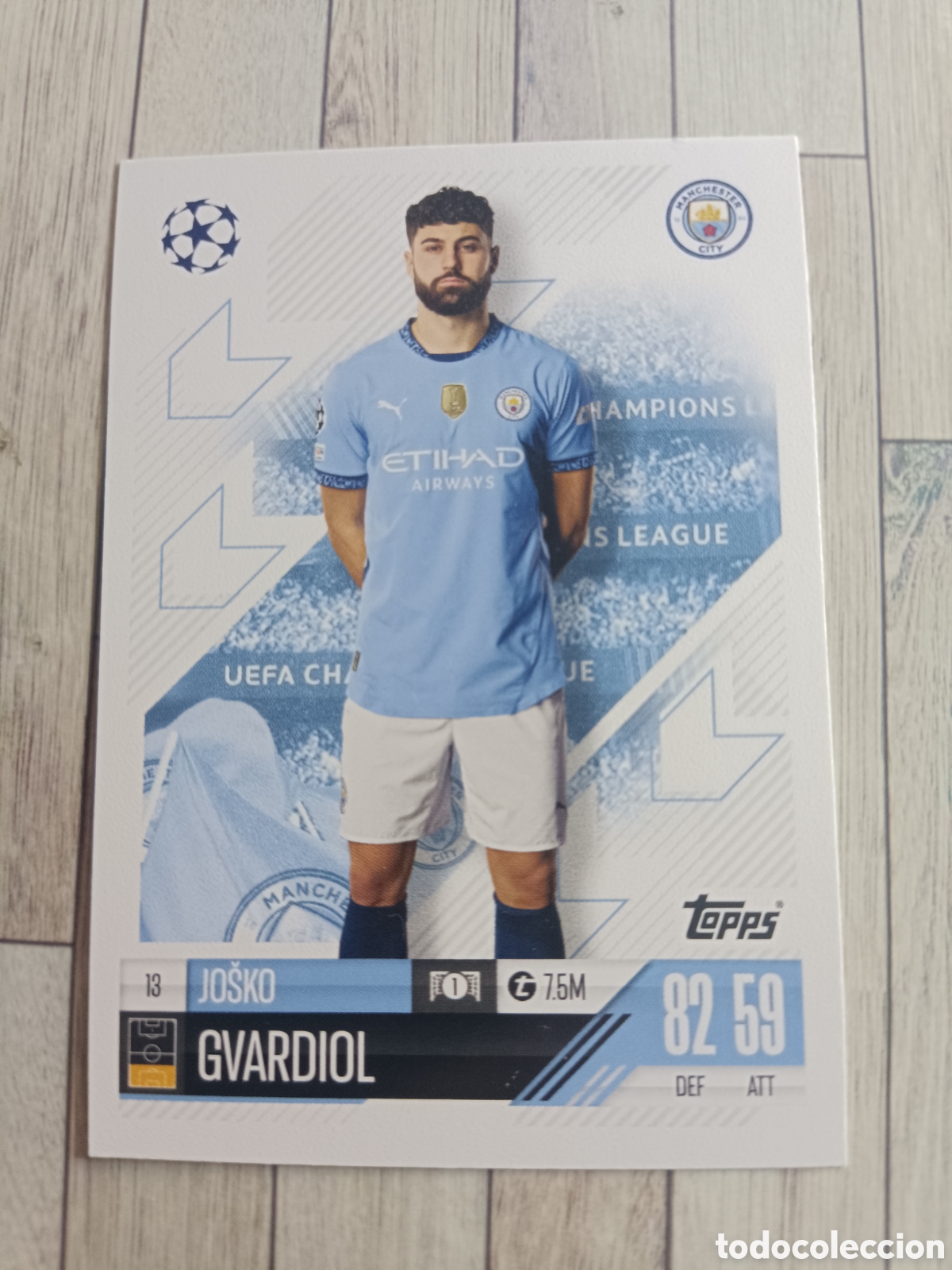 Cromos de f&uacute;tbol: 13 GVUARDIOL MANCHESTER CITY CHAMPIONS MATCH ATTAX TOPPS 2024 2025 24 25