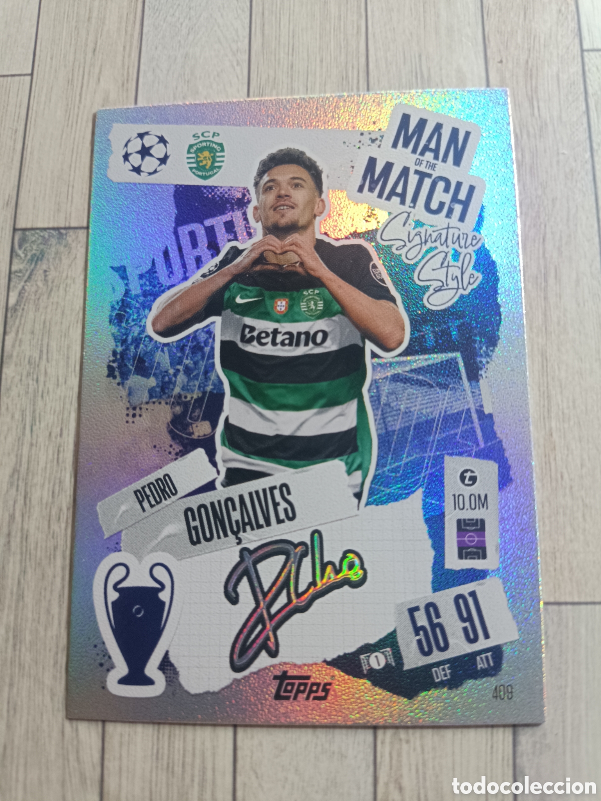 Cromos de f&uacute;tbol: 409 PEDRO GON&Ccedil;ALVES SPORTING CLUB MAN OF THE MATCH CHAMPIONS MATCH ATTAX TOPPS 2024 2025 24 25