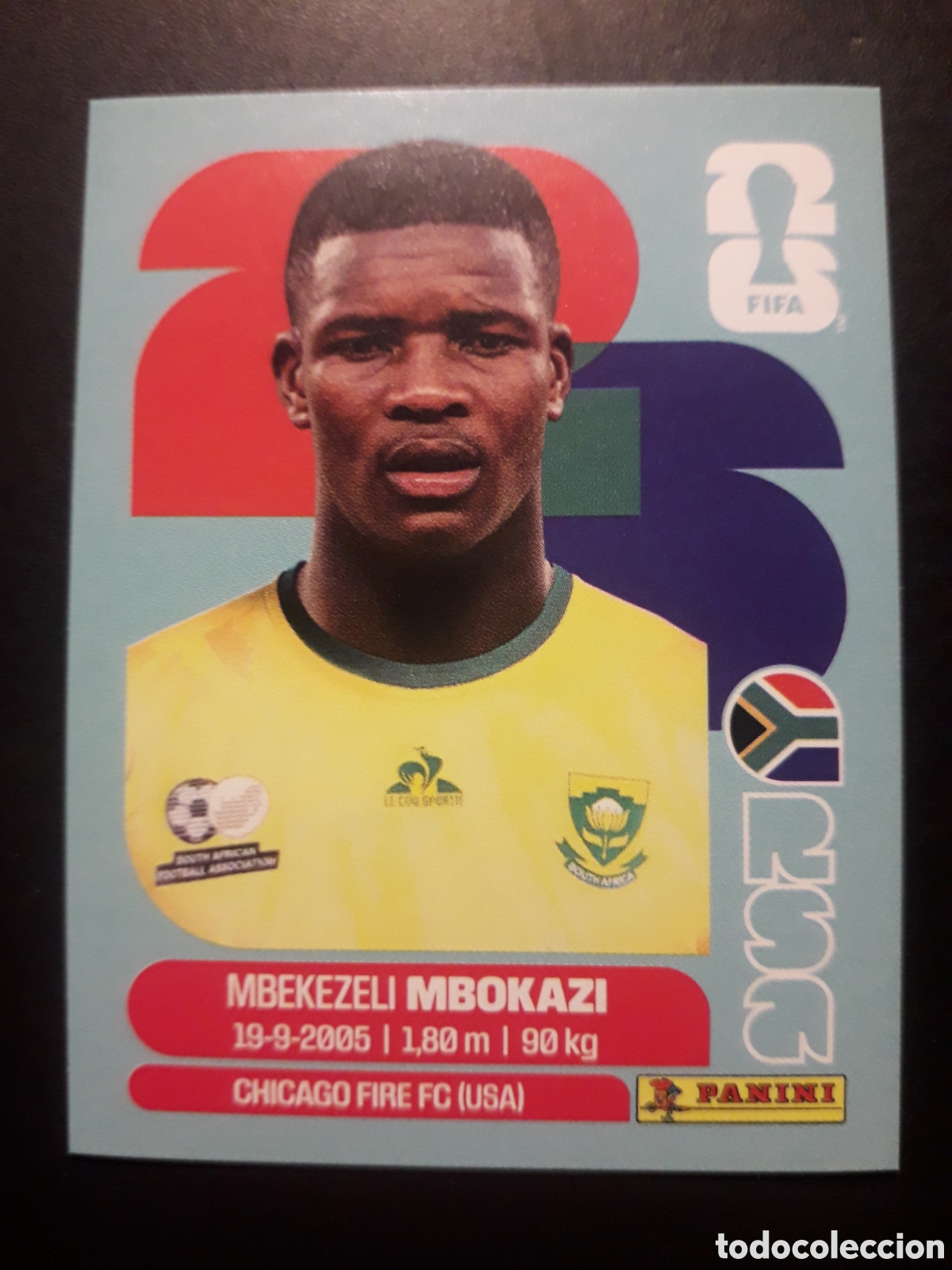 Cromos de f&uacute;tbol: MBOKAZI SUD&Aacute;FRICA RSA 6 MUNDIAL F&Uacute;TBOL 2026 FIFA WORLD CUP PANINI SIN PEGAR PEDIDO M&Iacute;NIMO 3&euro;