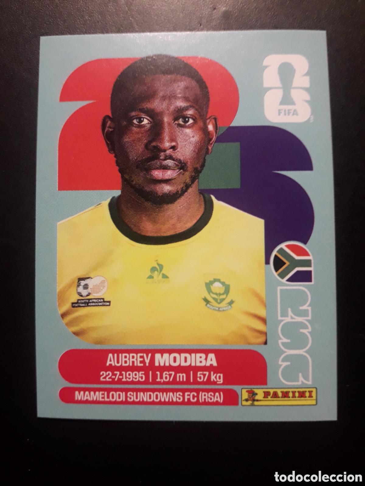 Cromos de f&uacute;tbol: MODIBA SUD&Aacute;FRICA RSA 4 MUNDIAL F&Uacute;TBOL 2026 FIFA WORLD CUP PANINI SIN PEGAR PEDIDO M&Iacute;NIMO 3&euro;