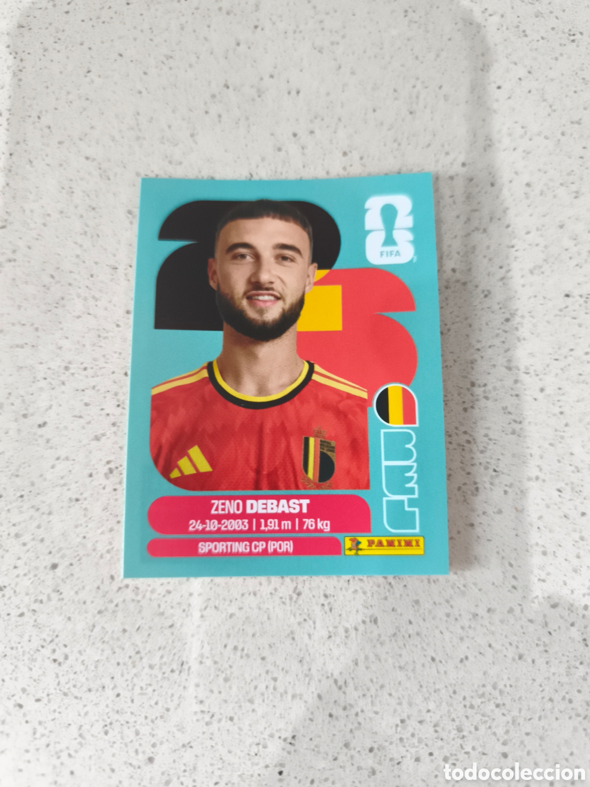 Football Stickers: CROMO N&Uacute;MERO 5 DEBAST B&Eacute;LGICA. MUNDIAL 2026. PANINI.