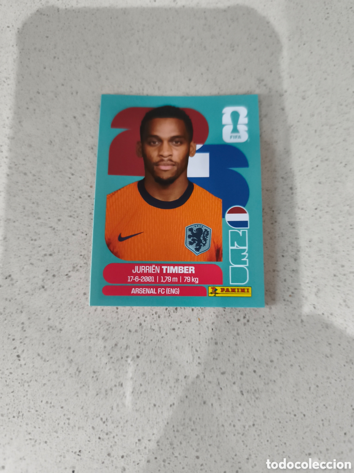 Football Stickers: CROMO N&Uacute;MERO 5 TIMBER PA&Iacute;SES BAJOS. MUNDIAL 2026. PANINI.