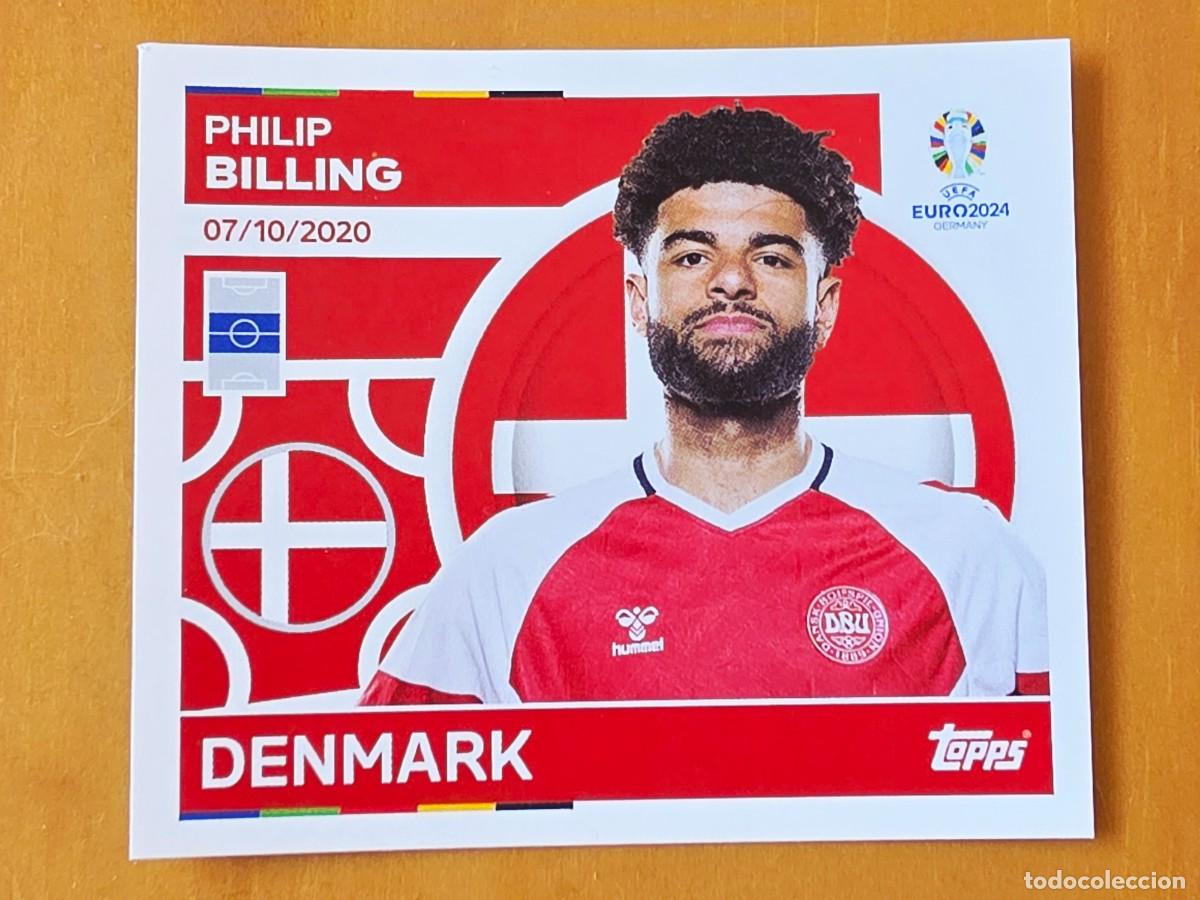 Cromos de f&uacute;tbol: DEN 12 Philip Billing, Dinamarca, Topps UEFA Euro 2024, Eurocopa Germany 24 sticker