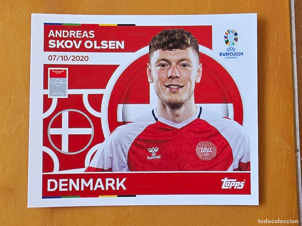 Cromos de f&uacute;tbol: DEN 19 Andreas Skov Olsen, Dinamarca, Topps UEFA Euro 2024, Eurocopa Germany 24 sticker