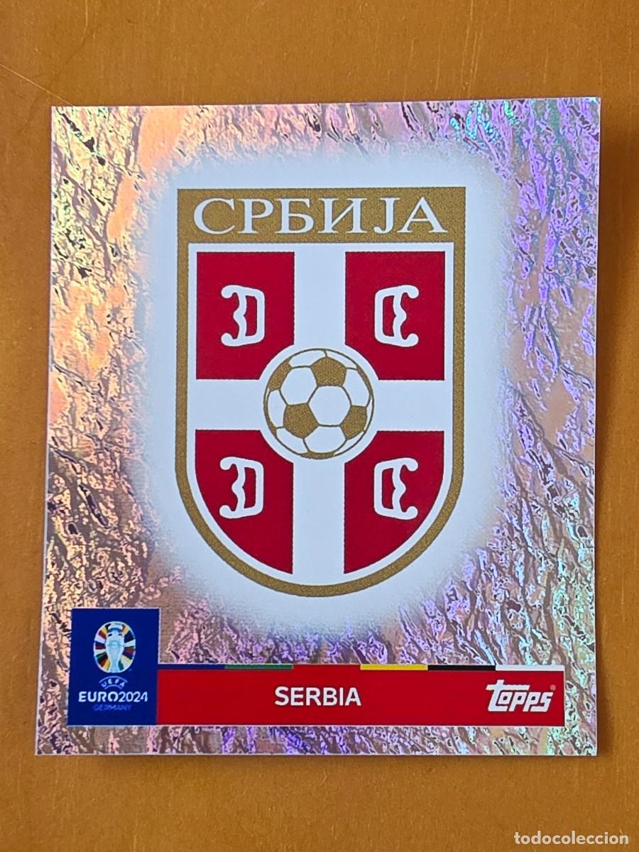 Cromos de f&uacute;tbol: SRB 1 Escudo logo Serbia, Topps UEFA Euro 2024, Eurocopa Germany 24 sticker