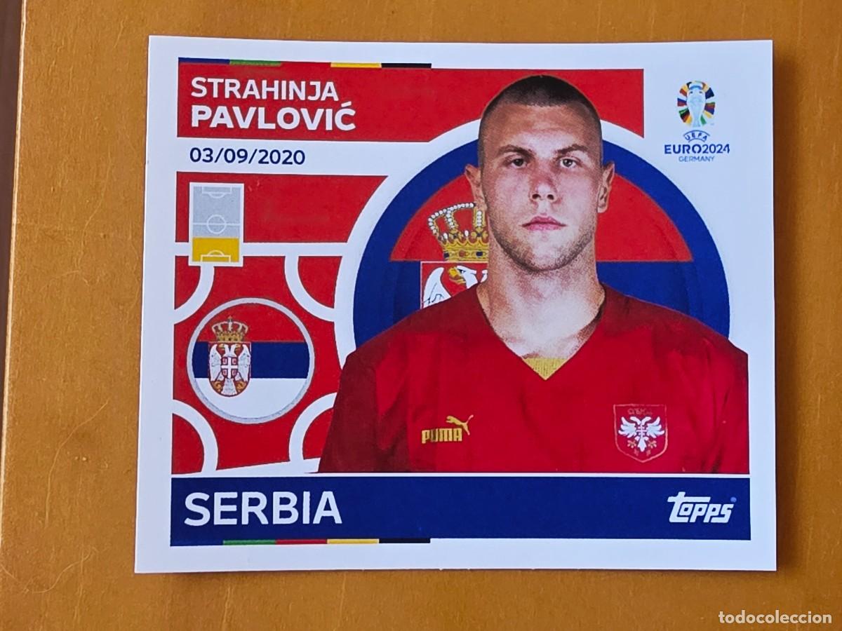 Cromos de f&uacute;tbol: SRB 5 Strahinja Pavlović, Serbia, Topps UEFA Euro 2024, Eurocopa Germany 24 sticker