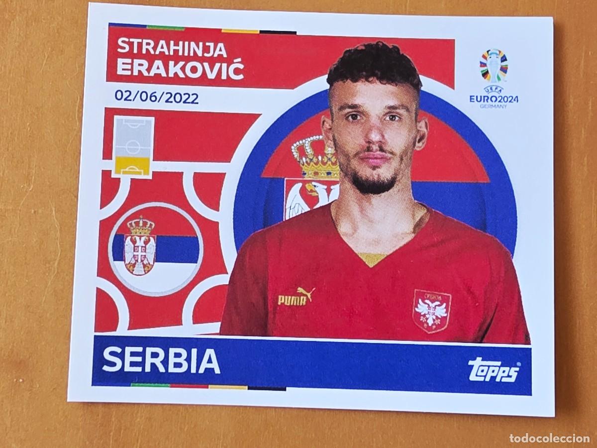 Cromos de f&uacute;tbol: SRB 9 Strahinja Eraković, Serbia, Topps UEFA Euro 2024, Eurocopa Germany 24 sticker