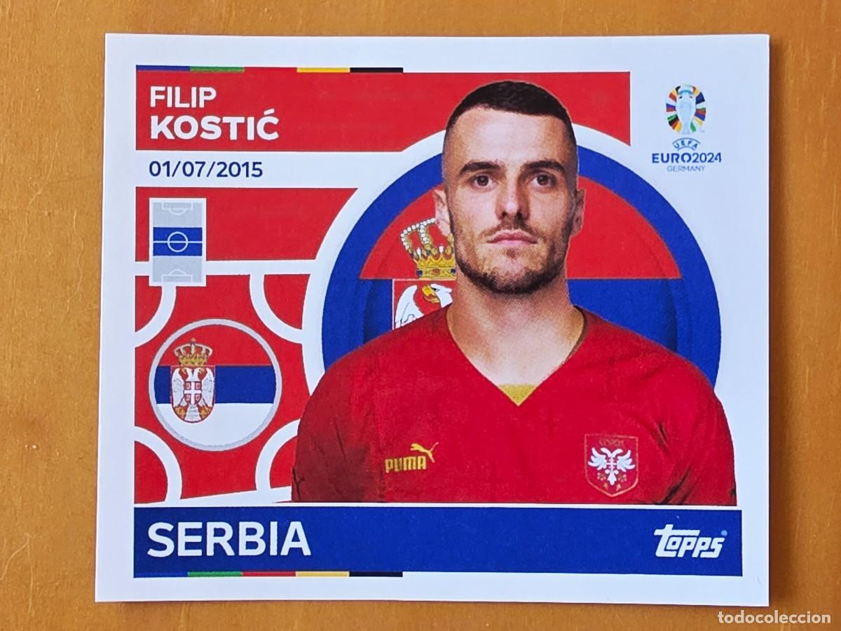 Cromos de f&uacute;tbol: SRB 18 Filip Kostić, Serbia, Topps UEFA Euro 2024, Eurocopa Germany 24 sticker