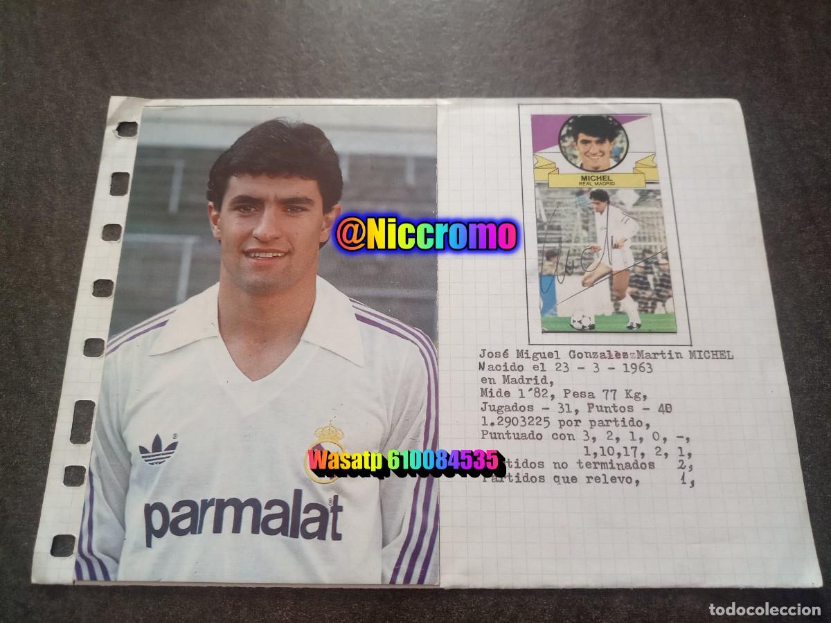 Cromos de Futebol: michel real madrid tarjeta postal y cromo firma original signature 85 86 liga este futbol 1985 1986
