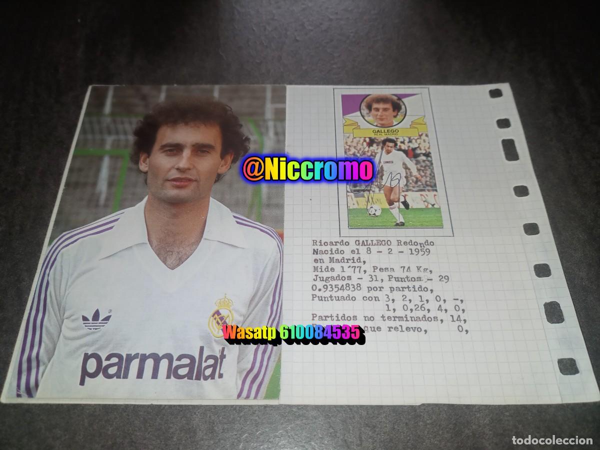 Cromos de Futebol: gallego real madrid tarjeta postal + cromo firma original signature 85 86 liga este futbol 1985