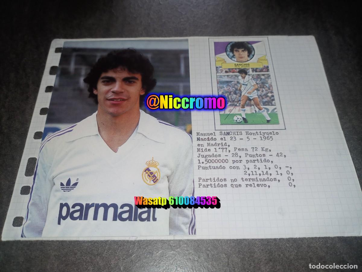 Cromos de f&uacute;tbol: sanchis real madrid tarjeta postal + cromo 1 firma original signature 85 86 liga este futbol 1985