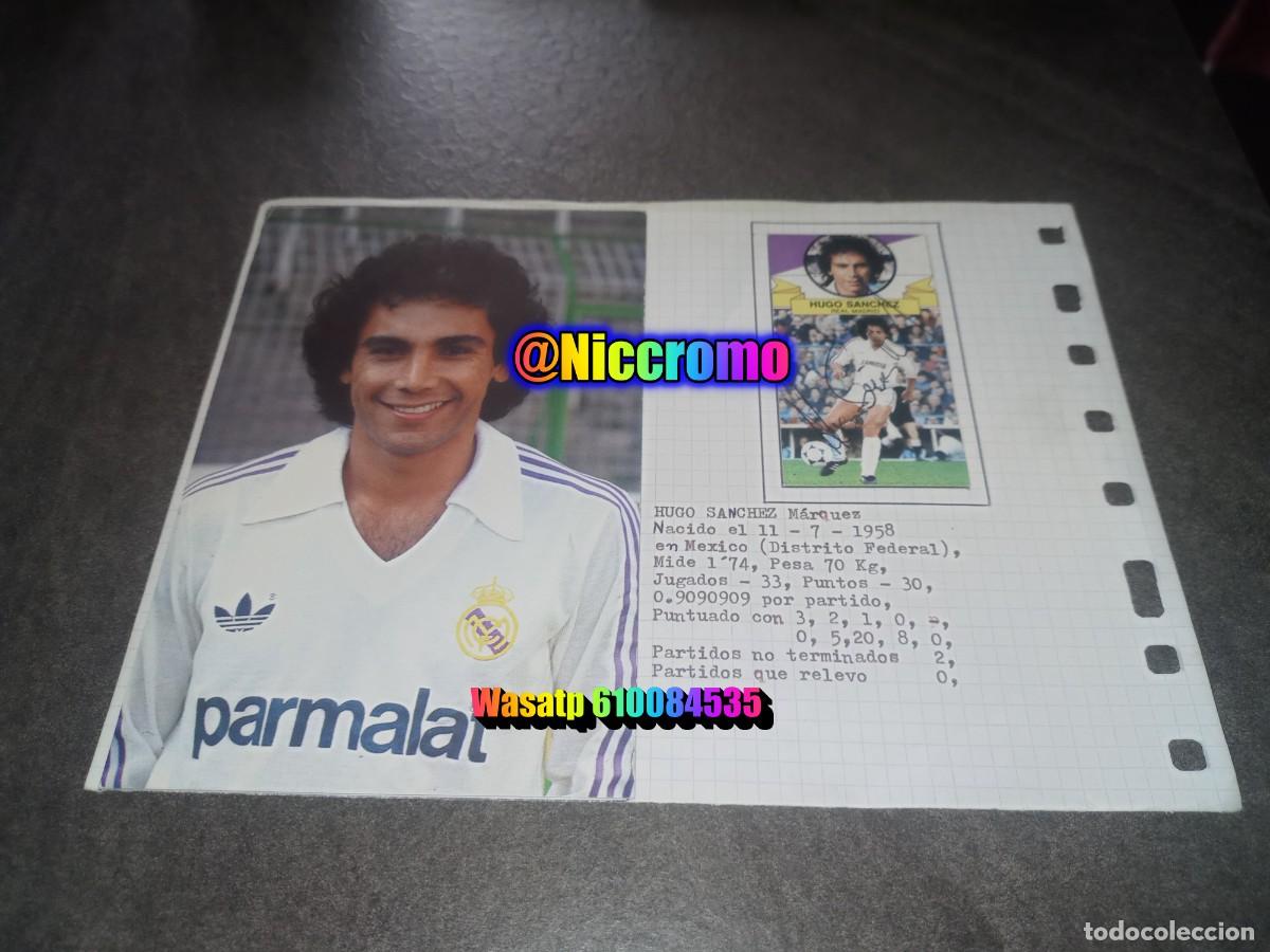 Cromos de f&uacute;tbol: hugo sanchez real madrid tarjeta postal + cromo 1 firma original signature 85 86 liga este futbol