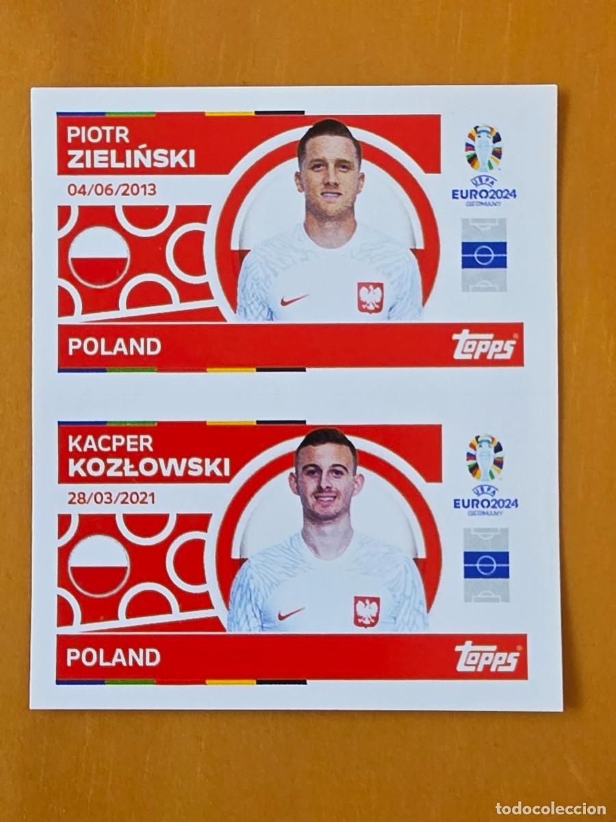 Cromos de f&uacute;tbol: POL 10 y 11 Zieliński / Kozłowski, Polonia, Topps UEFA Euro 2024, Eurocopa Germany 24 sticker