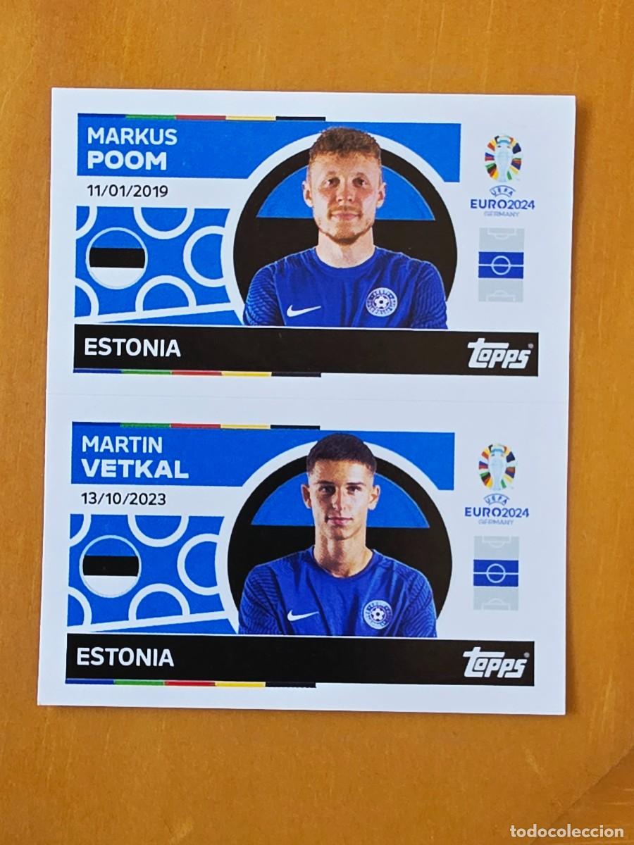 Cromos de f&uacute;tbol: EST 14 y 15 Markus Poom / Martin Vetkal, Estonia, Topps UEFA Euro 2024, Eurocopa Germany 24 sticker