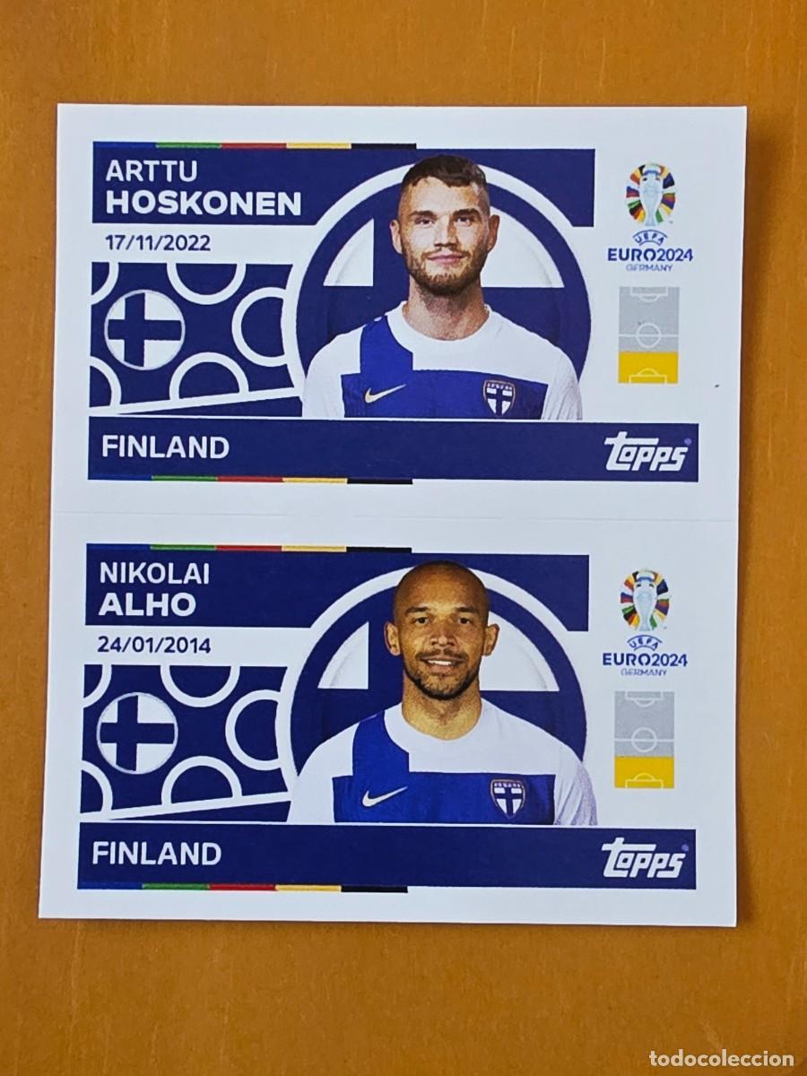 Cromos de f&uacute;tbol: FIN 4 y 5 Hoskonen / Nikolai Alho, Finlandia, Topps UEFA Euro 2024, Eurocopa Germany 24 sticker